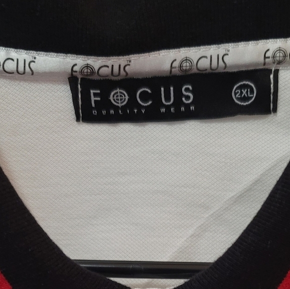 Focus Quality Wear Men's sz 2XL White Black Collar Polo Shirt 100% Cotton XXL - Picture 5 of 8